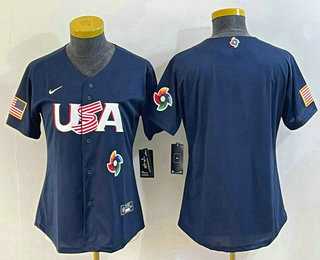 Women%27s USA Baseball Blank 2023 Navy World Classic Stitched Jerseys->2023 world baseball classic->MLB Jersey